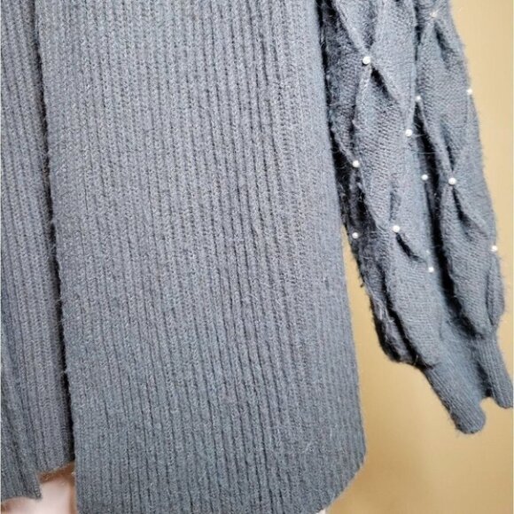 ❤️ 3 for $35 Vintage pearl balloon sleeve cardigan sweater puff shoulder small - Picture 4 of 8